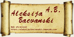 Aleksija Bačvanski vizit kartica